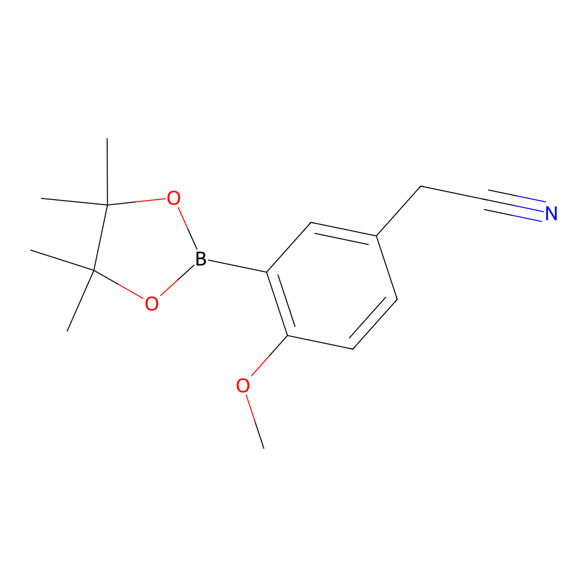 2-(4-Methoxy-3-(4,4,5,5-tetramethyl-1,3,2-dioxaborolan-2-YL)phenyl)acetonitrile molecular structure, CAS 1448871-64-4