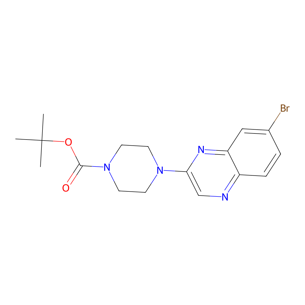 Tert-butyl 4-(7-bromoquinoxalin-2-yl)piperazine-1-carboxylate molecular structure, CAS 1448888-78-5