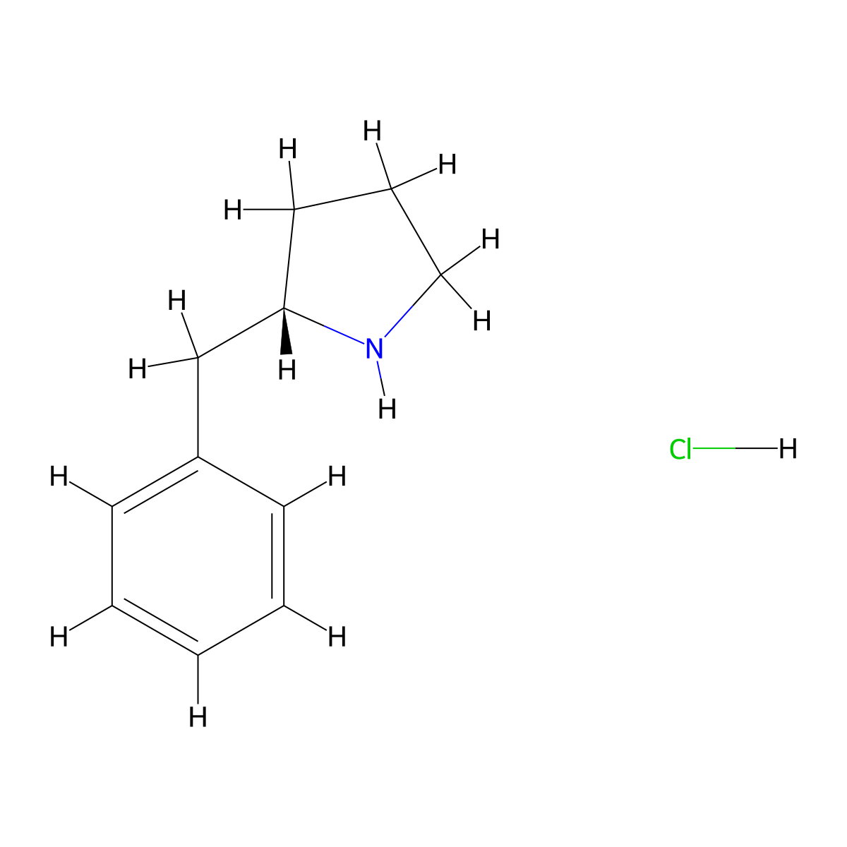 (S)-2-Benzylpyrrolidine hydrochloride molecular structure, CAS 144889-08-7