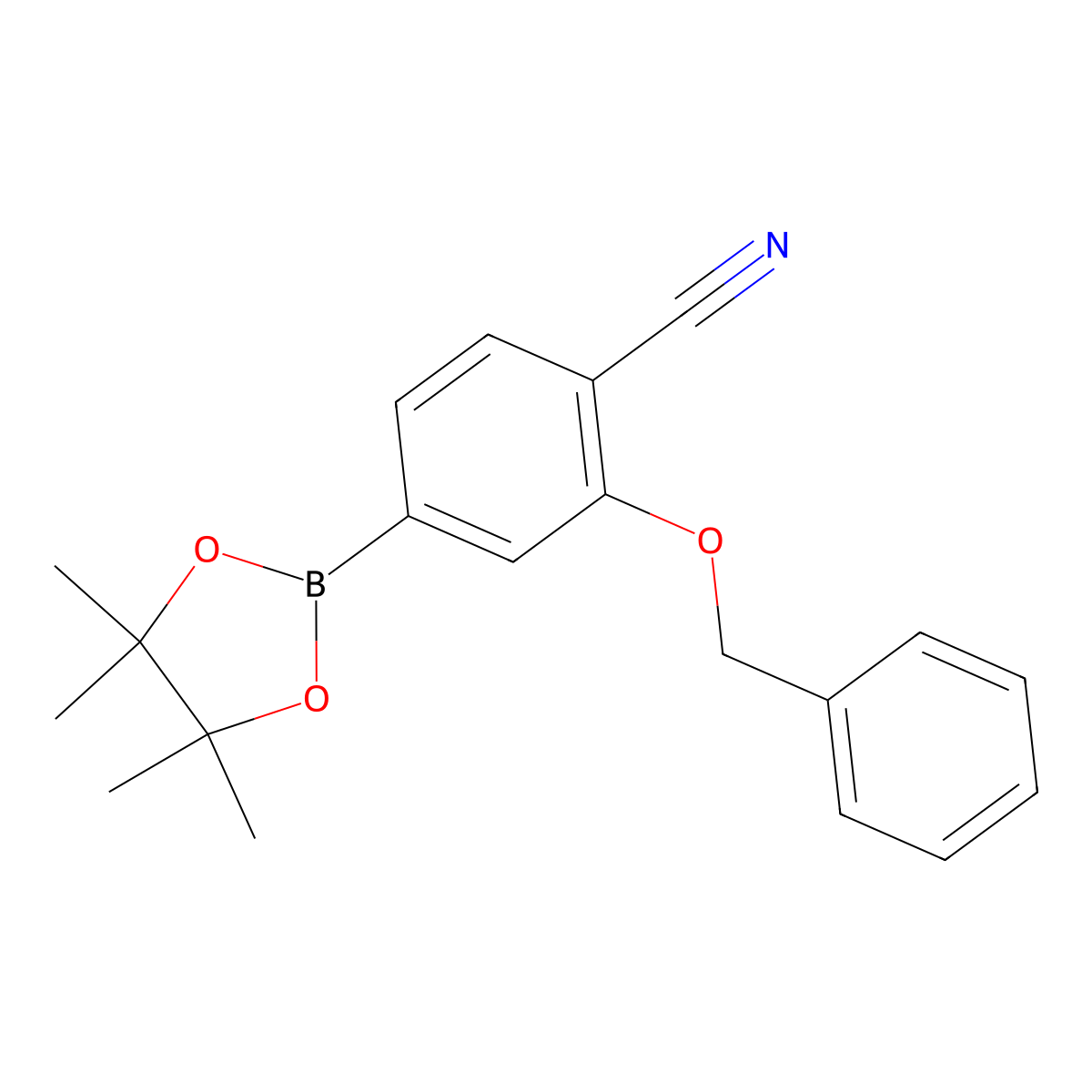 2-(Benzyloxy)-4-(4,4,5,5-tetramethyl-1,3,2-dioxaborolan-2-yl)benzonitrile molecular structure, CAS 1448894-65-2