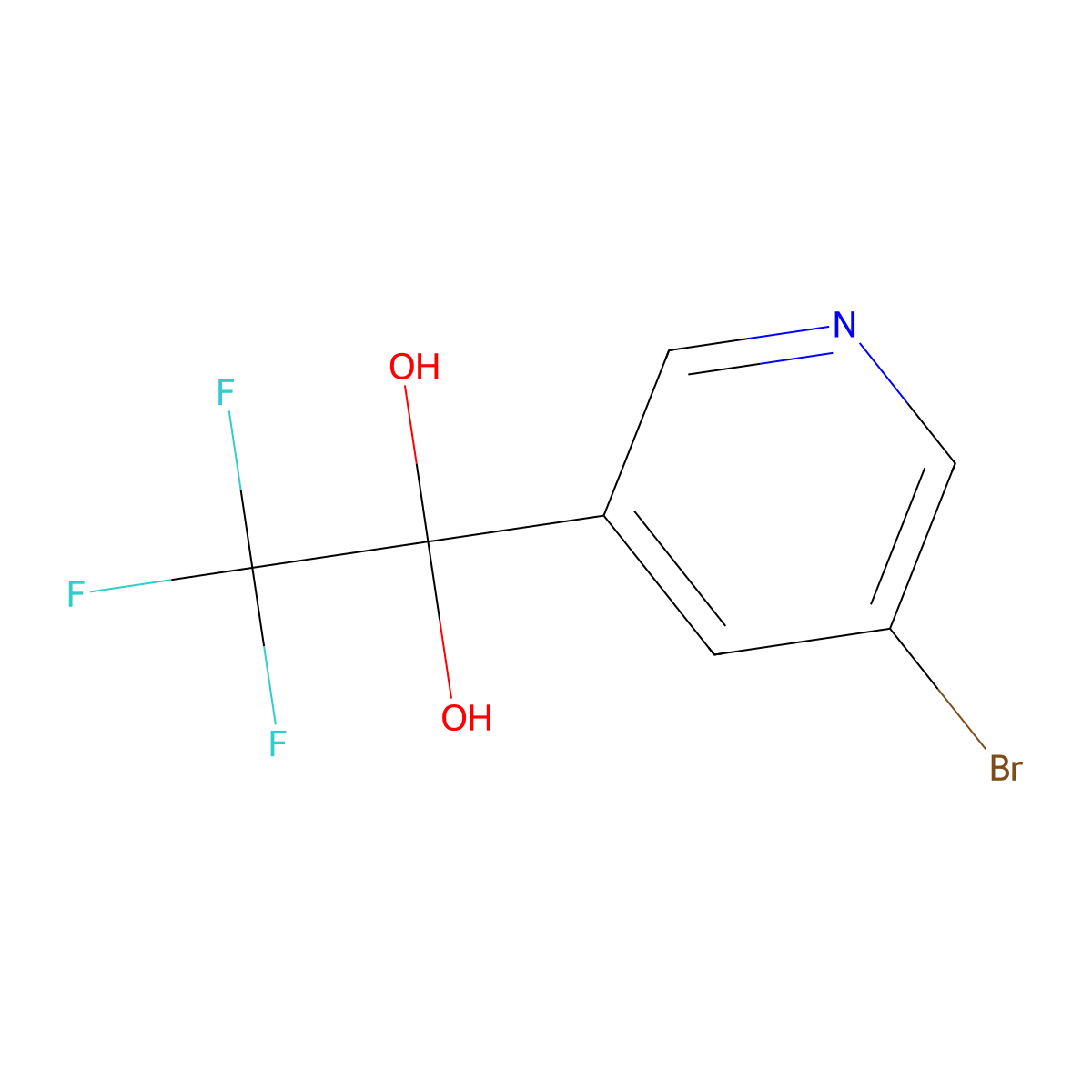 1-(5-Bromopyridin-3-yl)-2,2,2-trifluoroethane-1,1-diol molecular structure, CAS 1448896-43-2