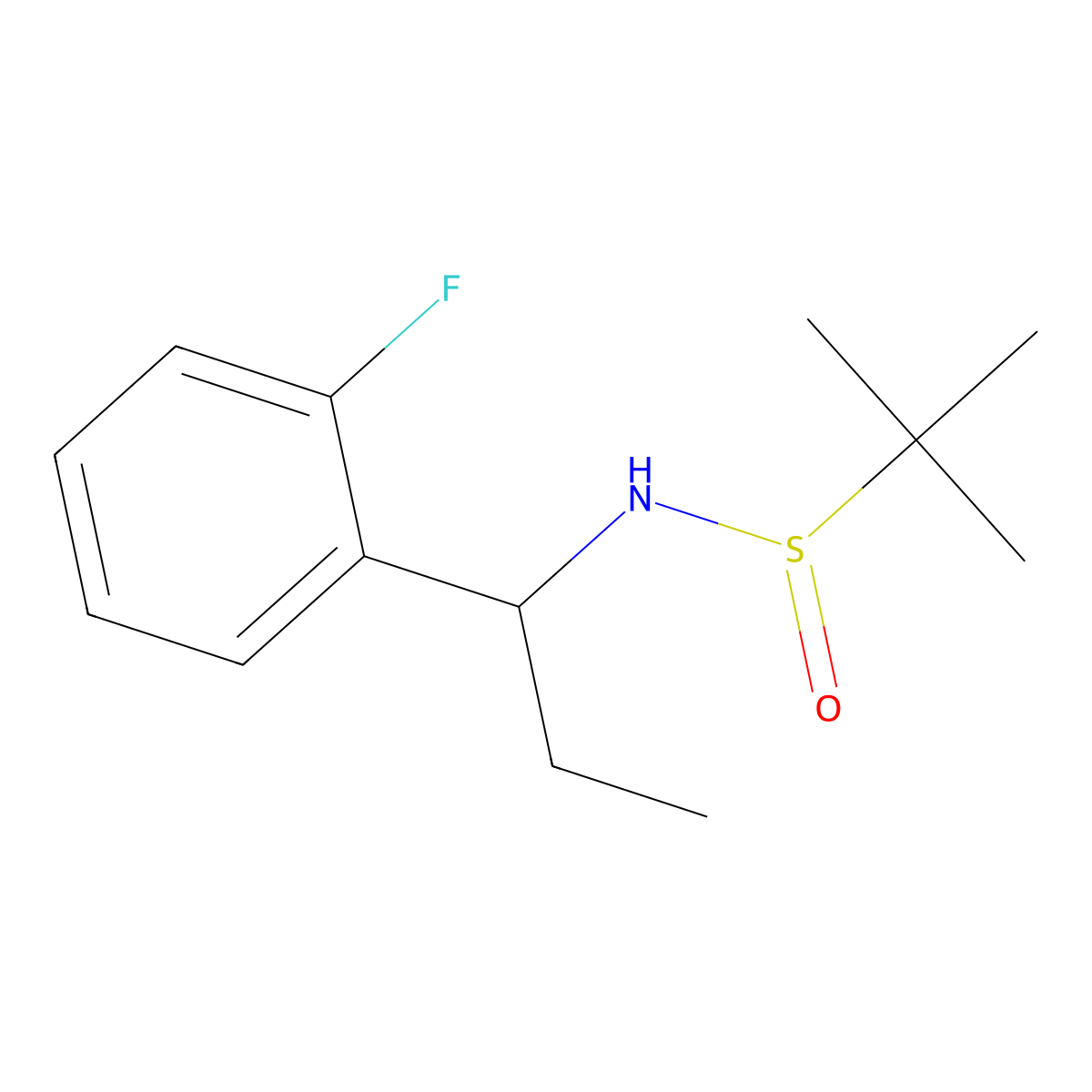 (S)-N-((R)-1-(2-Fluorophenyl)propyl)-2-methylpropane-2-sulfinamide molecular structure, CAS 1448902-46-2