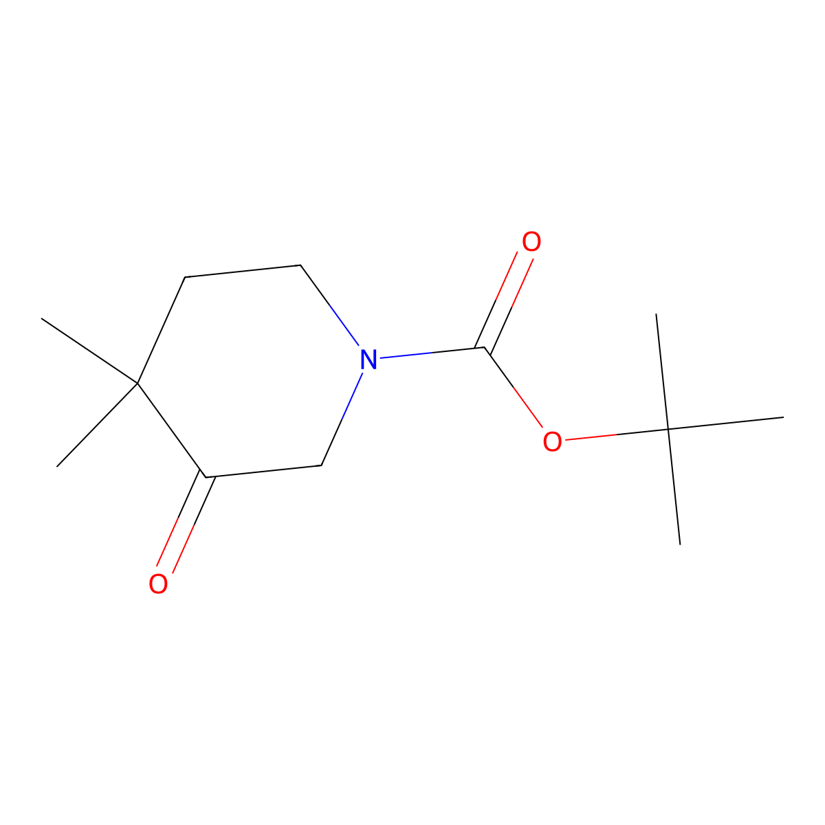 Tert-butyl 4,4-dimethyl-3-oxopiperidine-1-carboxylate molecular structure, CAS 1448963-01-6