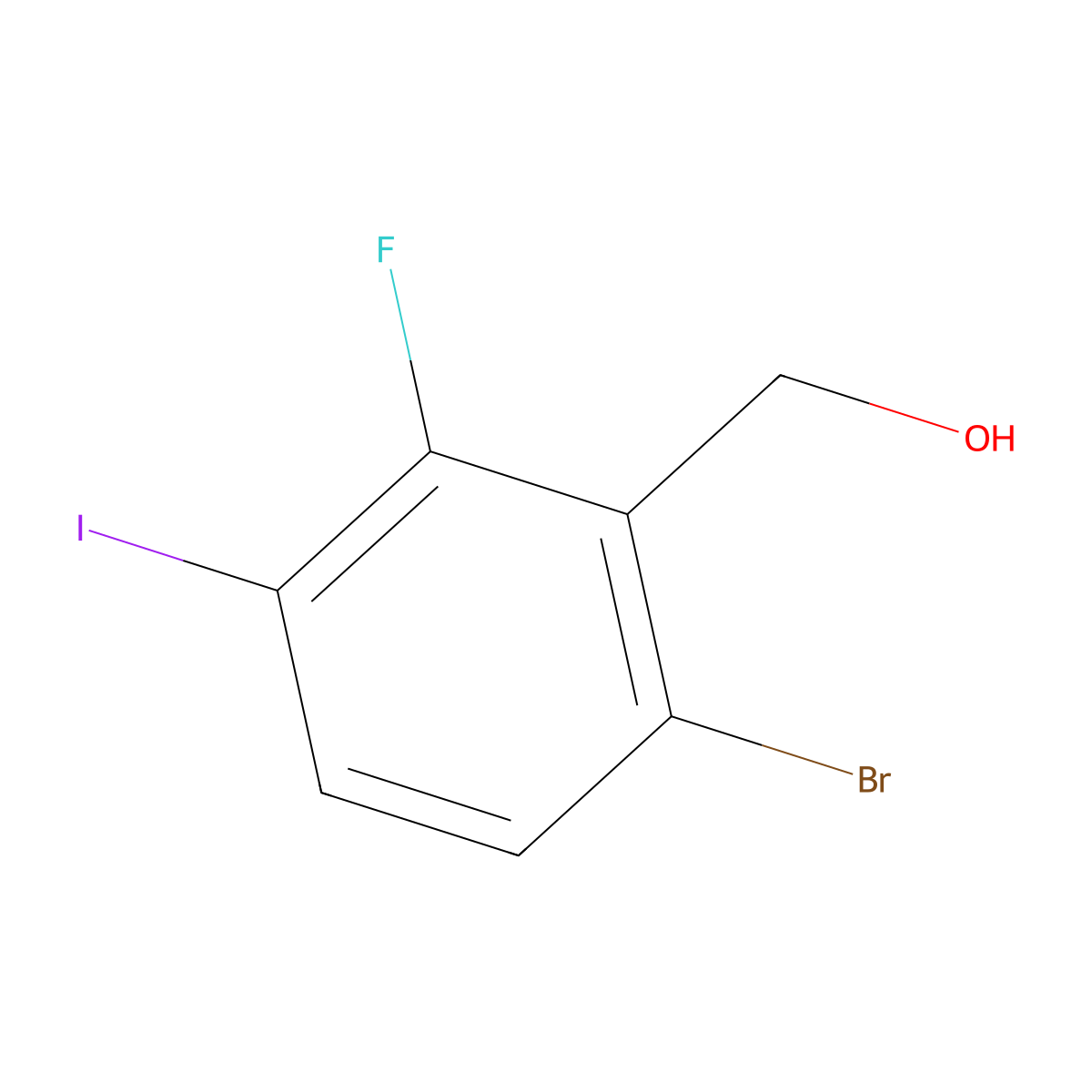 (6-Bromo-2-fluoro-3-iodophenyl)methanol molecular structure, CAS 1449008-03-0