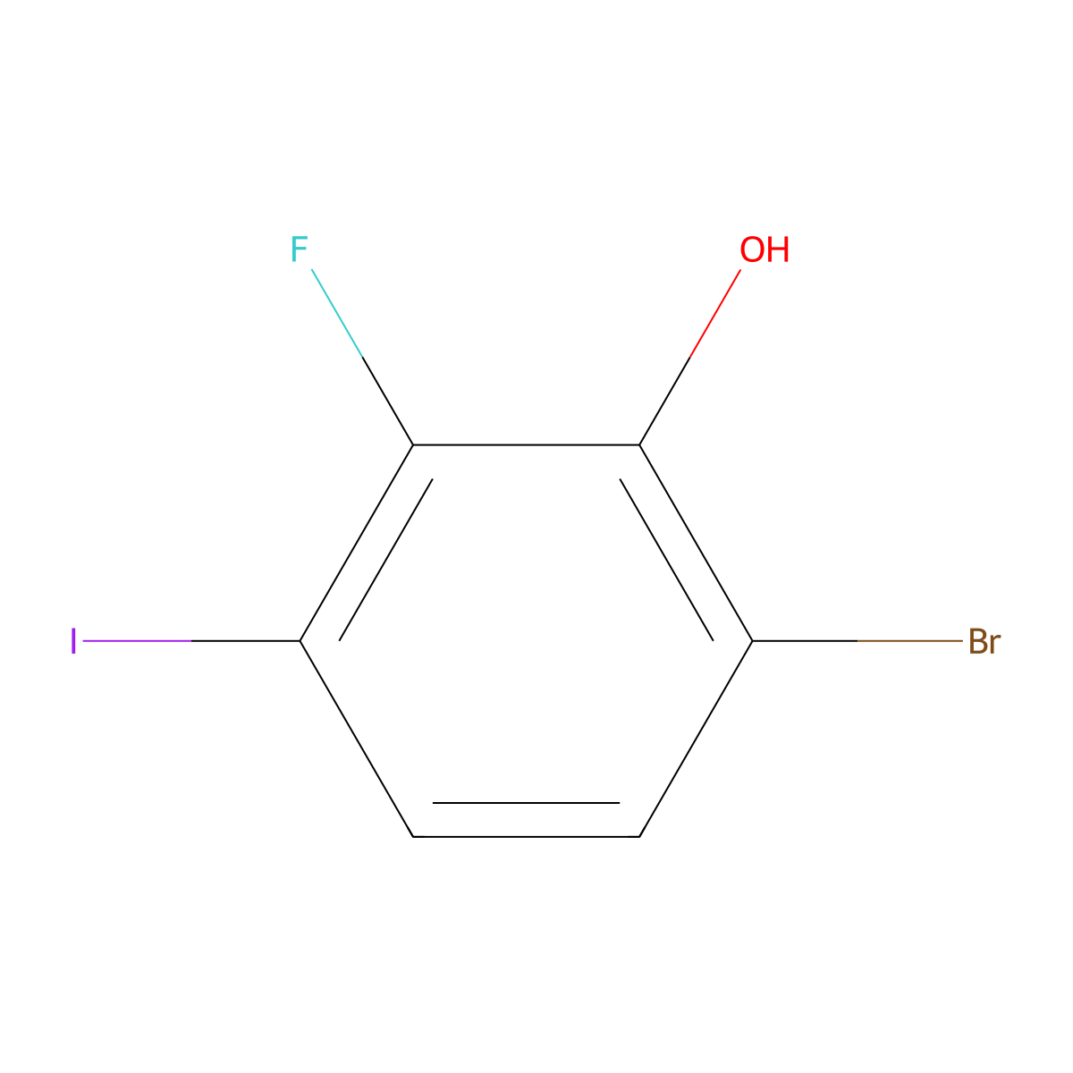 6-Bromo-2-fluoro-3-iodophenol molecular structure, CAS 1449008-11-0
