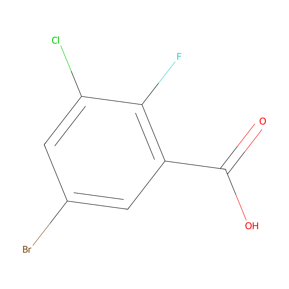 5-Bromo-3-chloro-2-fluorobenzoic acid molecular structure, CAS 1449008-15-4