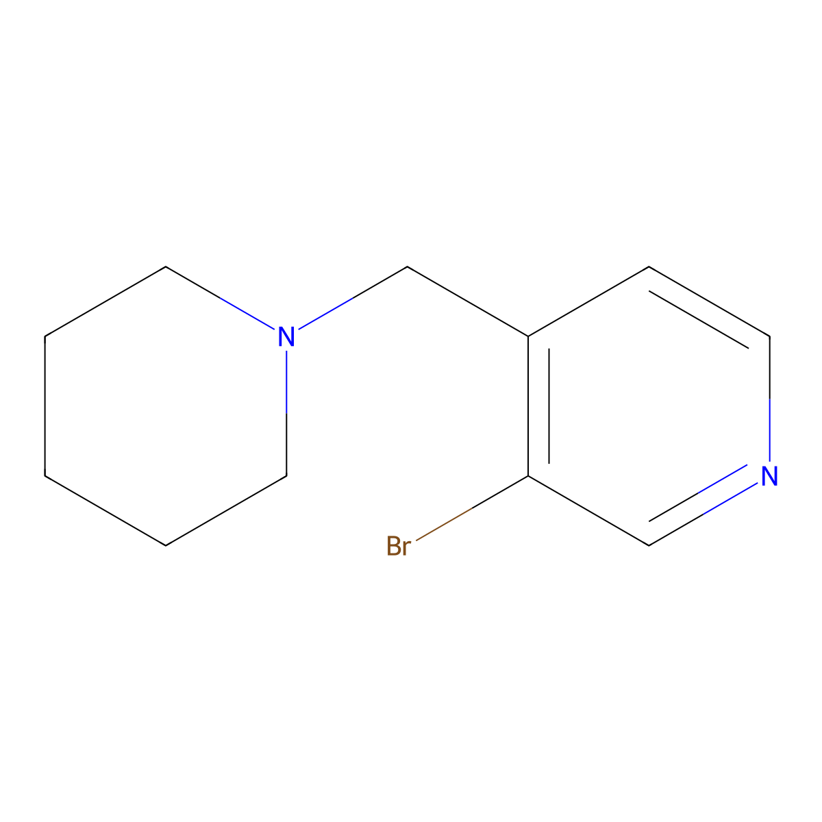 3-Bromo-4-(1-piperidinylmethyl)pyridine molecular structure, CAS 1449008-24-5