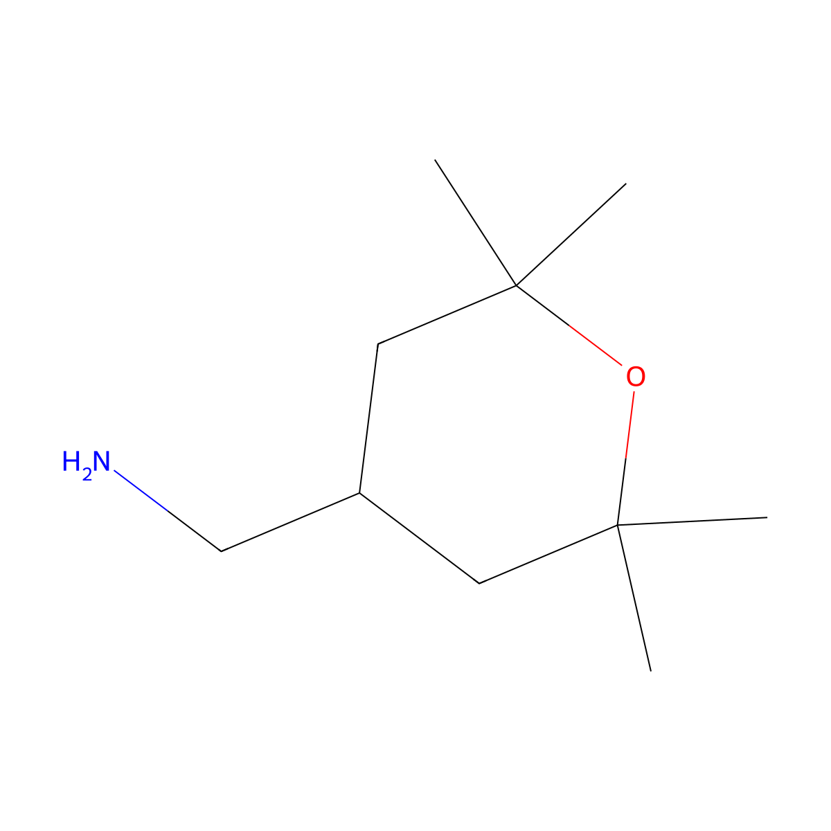 (2,2,6,6-Tetramethyloxan-4-yl)methanamine molecular structure, CAS 1449010-05-2