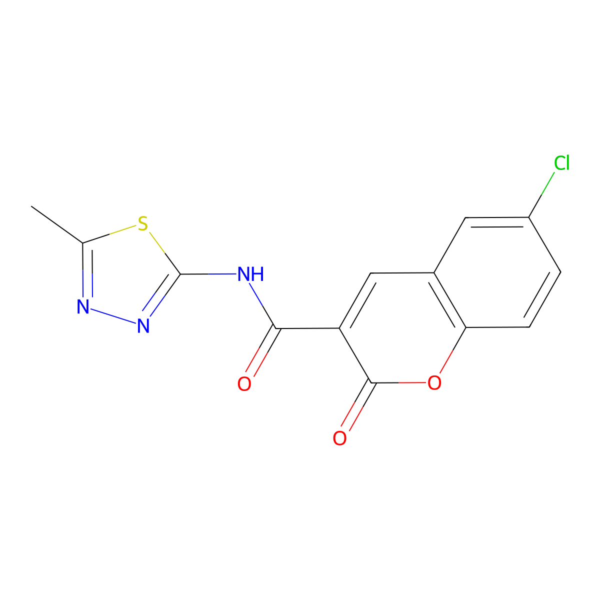 6-chloro-N-(5-methyl-1,3,4-thiadiazol-2-yl)-2-oxo-2H-chromene-3-carboxamide molecular structure, CAS 1449017-54-2
