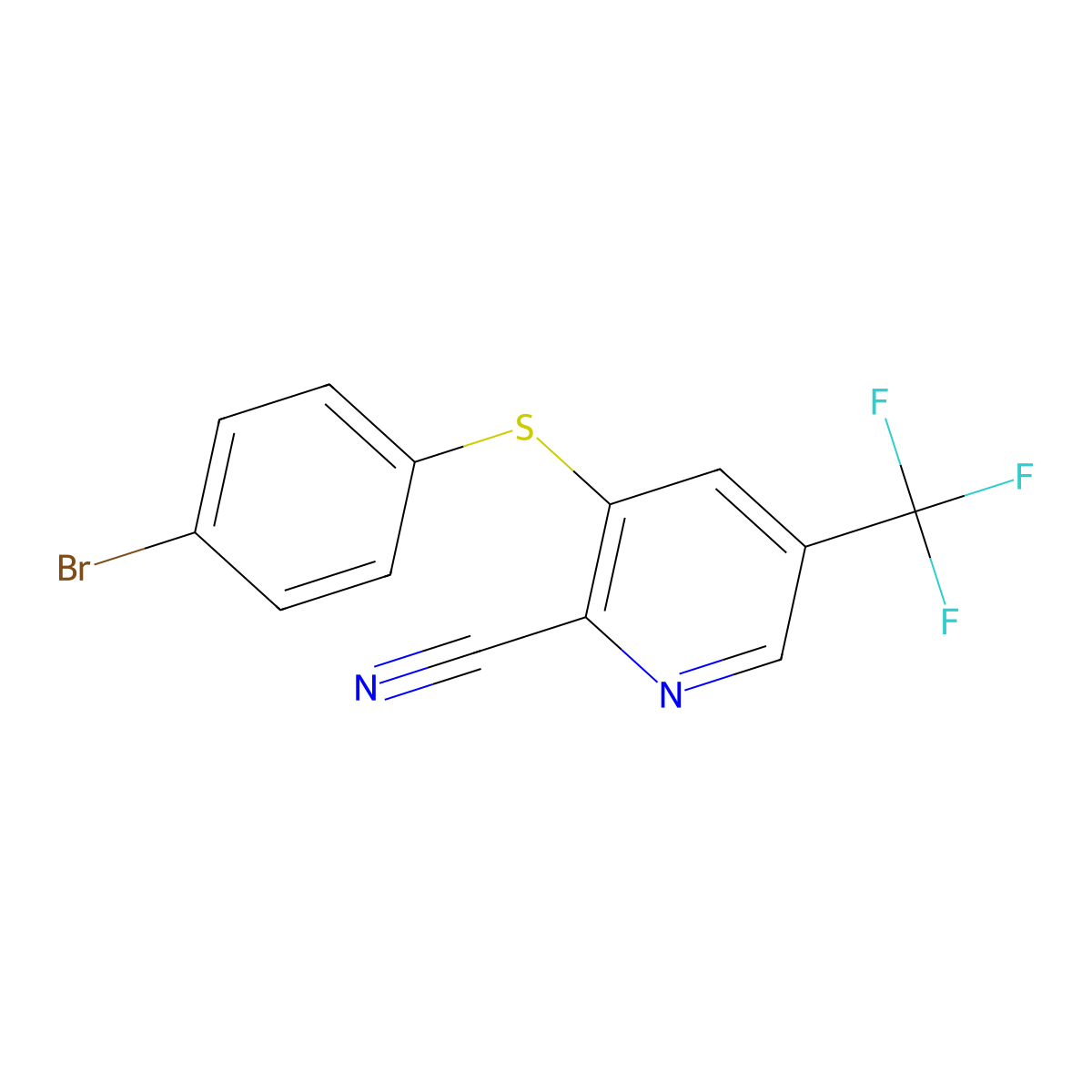 3-(4-Bromo-phenylsulfanyl)-5-trifluoromethyl-pyridine-2-carbonitrile molecular structure, CAS 1449117-27-4