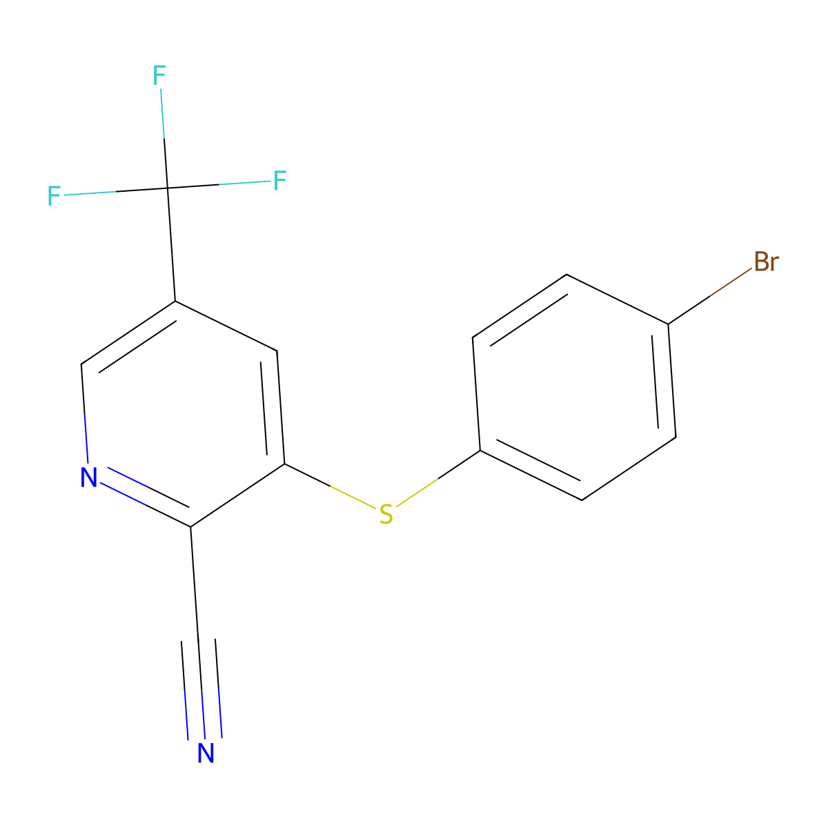3-(4-Bromo-phenylsulfanyl)-5-trifluoromethyl-pyridine-2-carbonitrile molecular structure, CAS 1449117-27-4