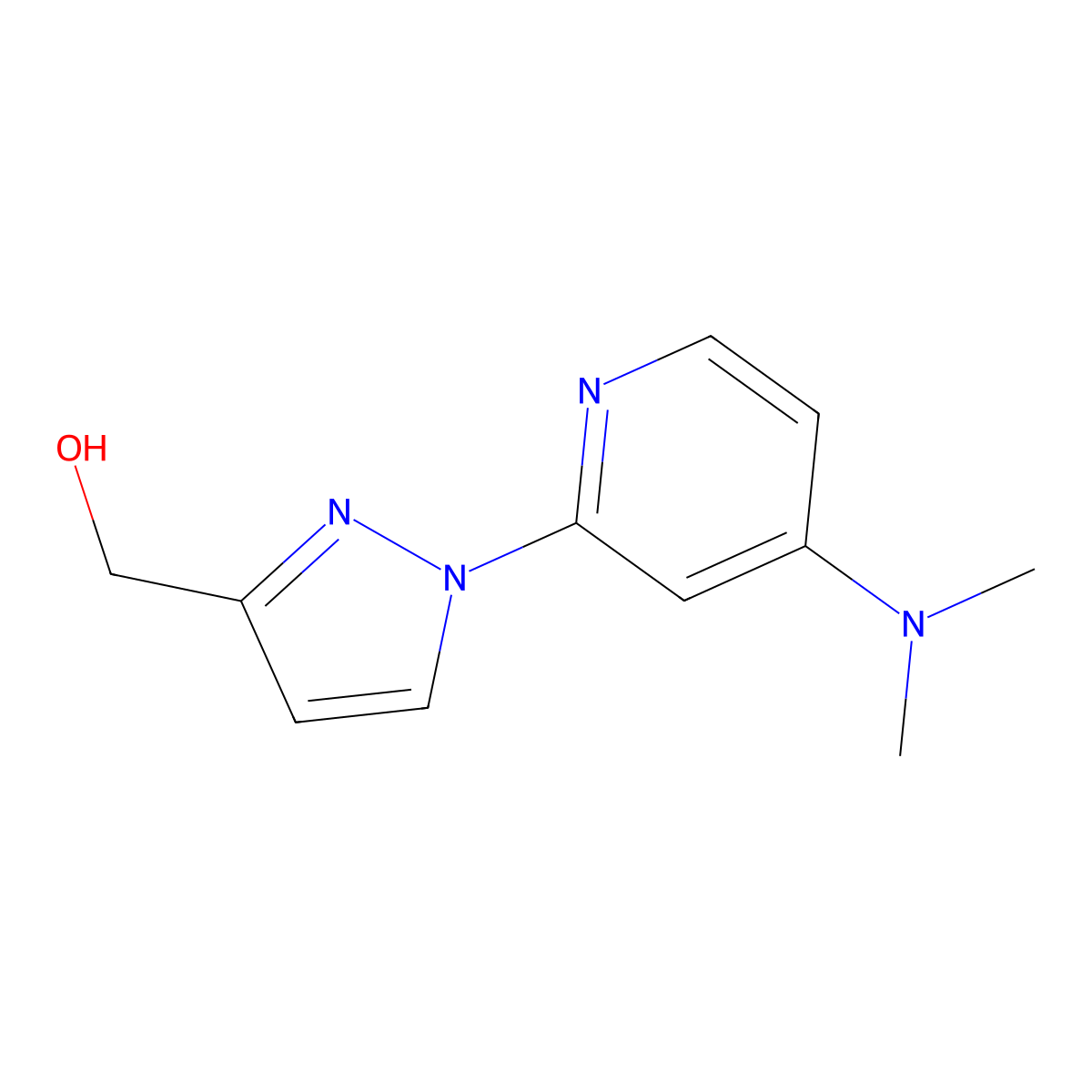 (1-(4-(Dimethylamino)pyridin-2-yl)-1H-pyrazol-3-yl)methanol molecular structure, CAS 1449117-30-9