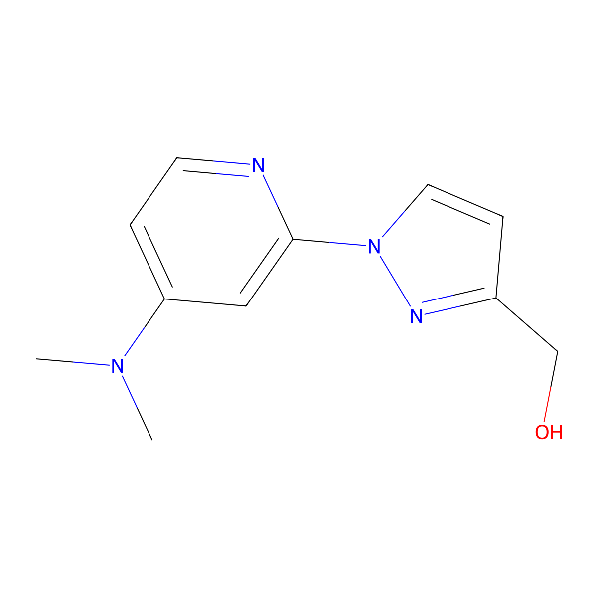 (1-(4-(Dimethylamino)pyridin-2-yl)-1H-pyrazol-3-yl)methanol molecular structure, CAS 1449117-30-9