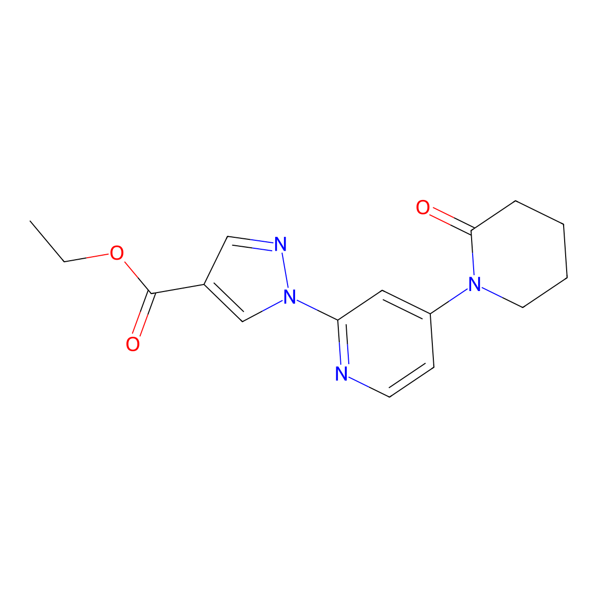 Ethyl 1-(4-(2-oxopiperidin-1-yl)pyridin-2-yl)-1H-pyrazole-4-carboxylate molecular structure, CAS 1449117-46-7
