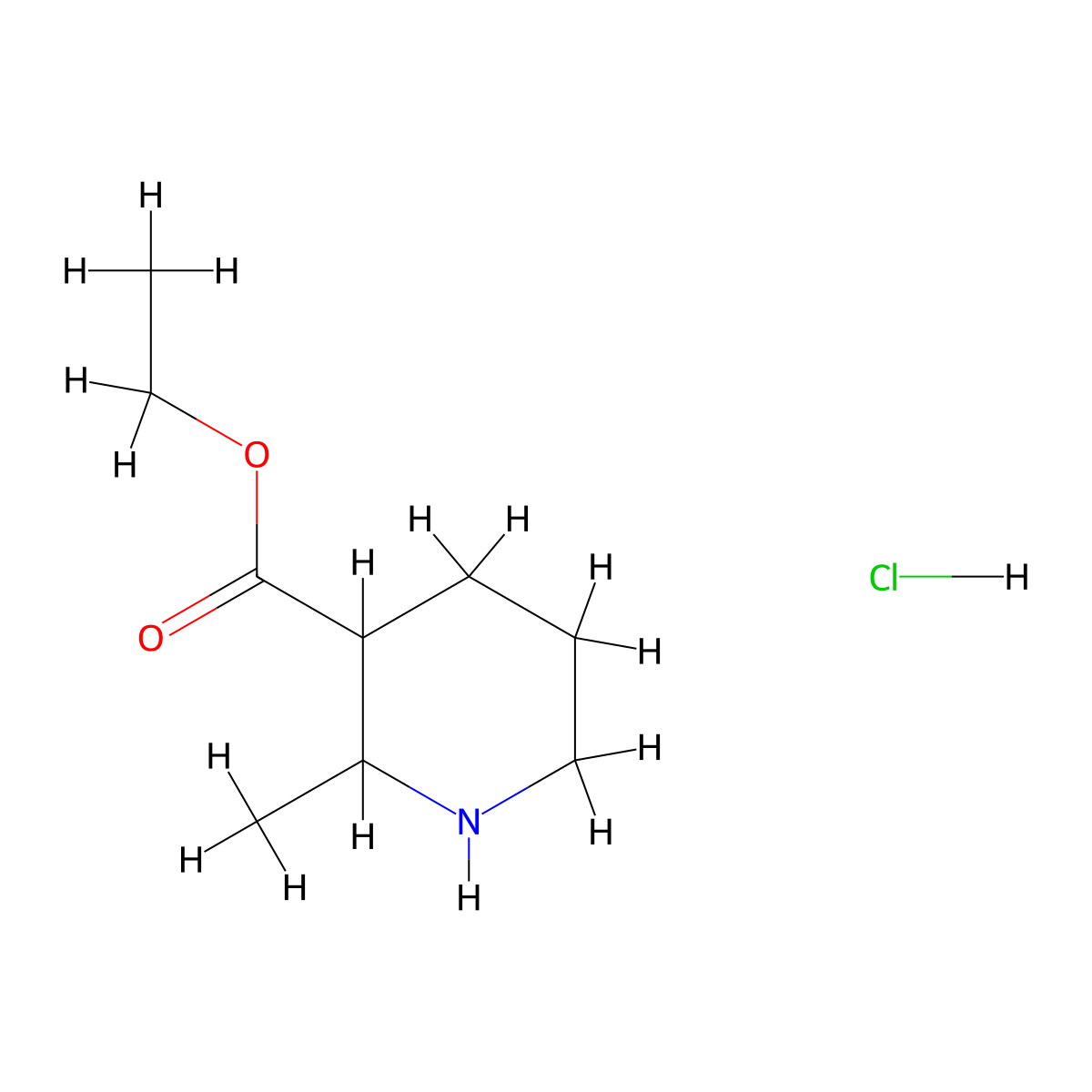 Ethyl 2-methylpiperidine-3-carboxylate hydrochloride molecular structure, CAS 1449117-50-3