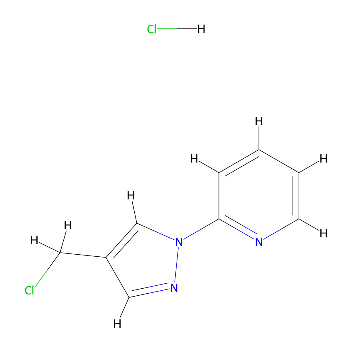2-(4-(Chloromethyl)-1H-pyrazol-1-yl)pyridine hydrochloride molecular structure, CAS 1449117-51-4