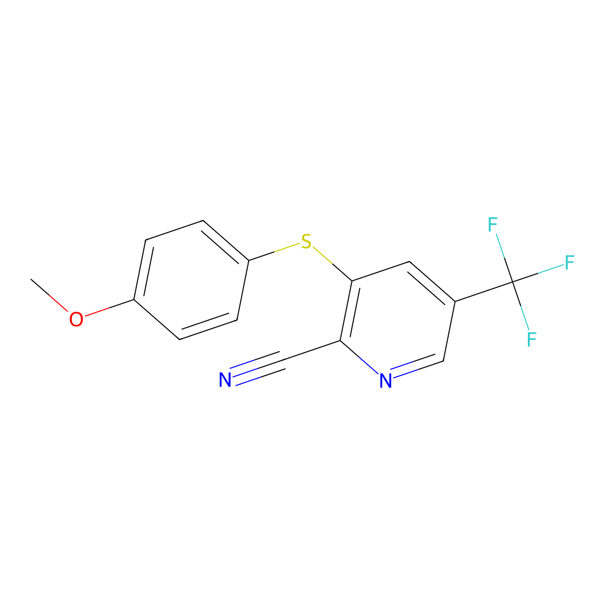3-((4-Methoxyphenyl)thio)-5-(trifluoromethyl)picolinonitrile molecular structure, CAS 1449117-53-6