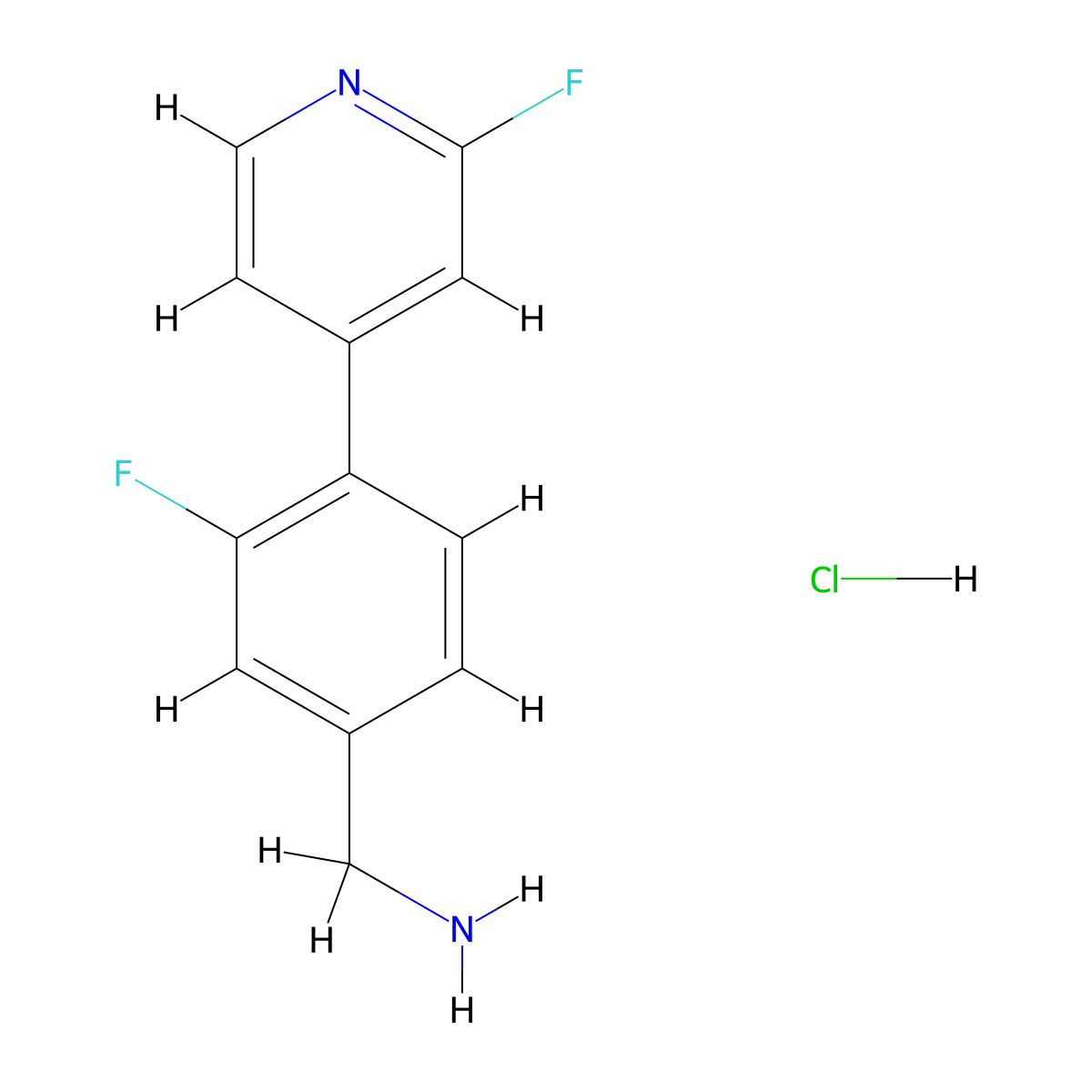(3-Fluoro-4-(2-fluoropyridin-4-yl)phenyl)methanamine hydrochloride molecular structure, CAS 1449117-60-5