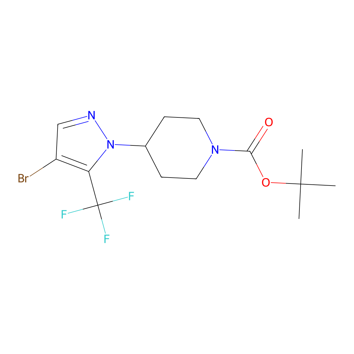 tert-Butyl 4-(4-bromo-5-(trifluoromethyl)-1H-pyrazol-1-yl)piperidine-1-carboxylate molecular structure, CAS 1449117-65-0