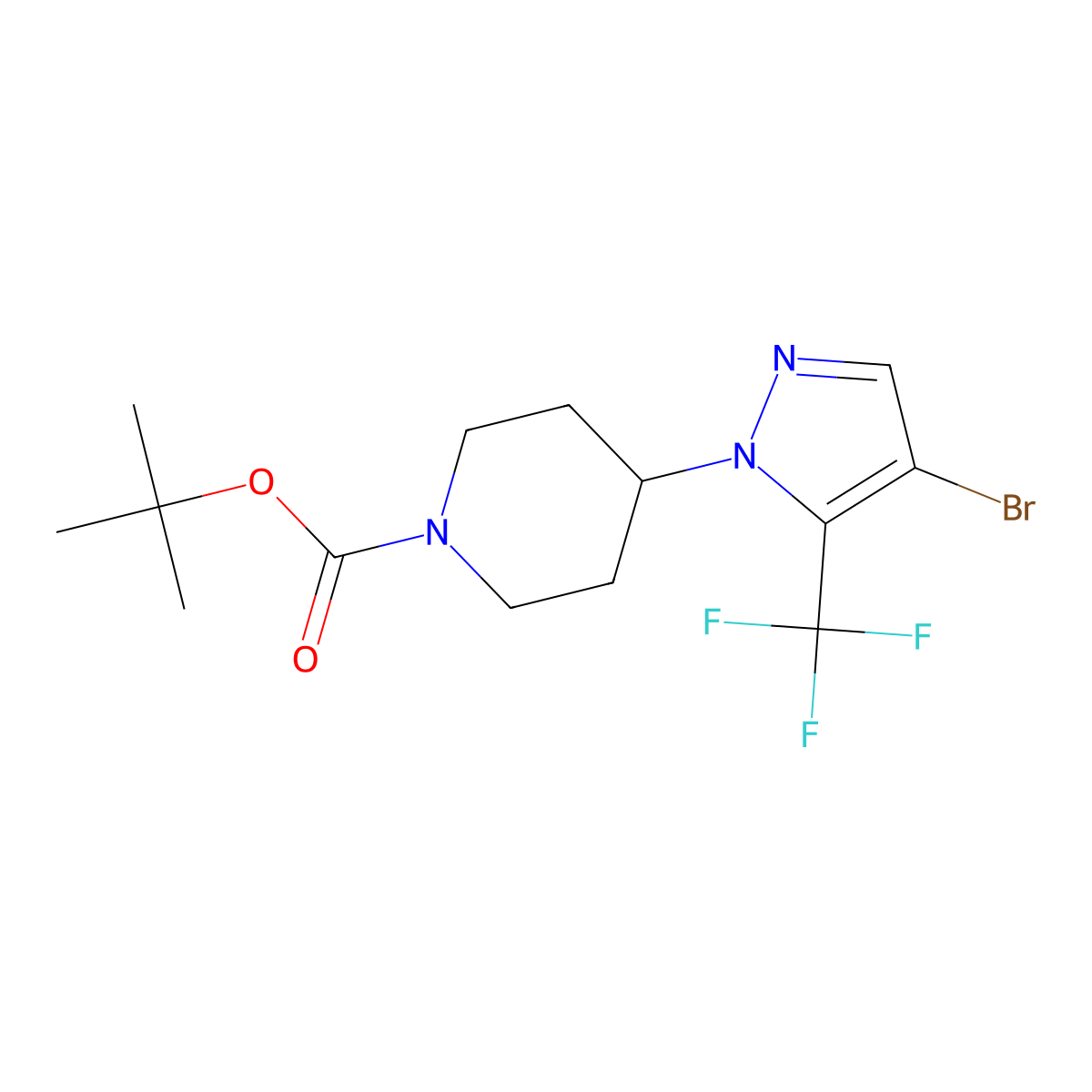 tert-Butyl 4-(4-bromo-5-(trifluoromethyl)-1H-pyrazol-1-yl)piperidine-1-carboxylate molecular structure, CAS 1449117-65-0