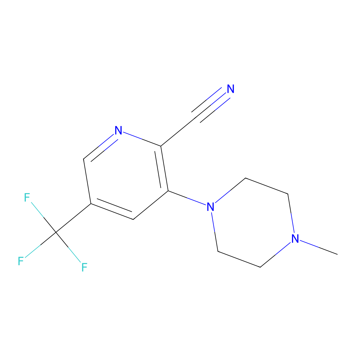 3-(4-Methylpiperazin-1-yl)-5-(trifluoromethyl)pyridine-2-carbonitrile molecular structure, CAS 1449117-69-4