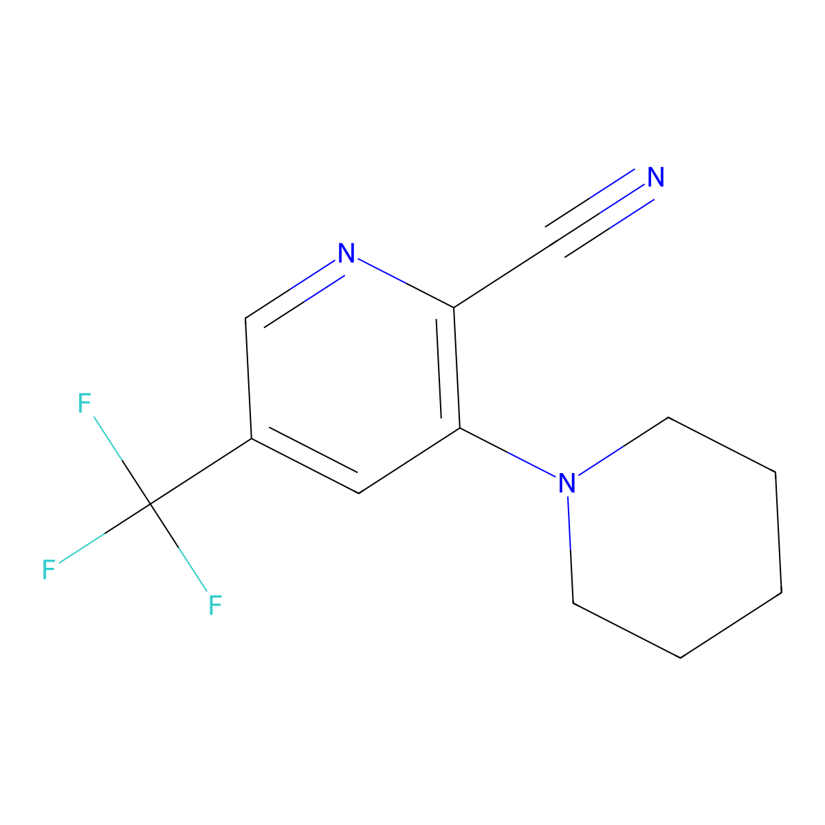 3-(Piperidin-1-yl)-5-(trifluoromethyl)picolinonitrile molecular structure, CAS 1449117-72-9
