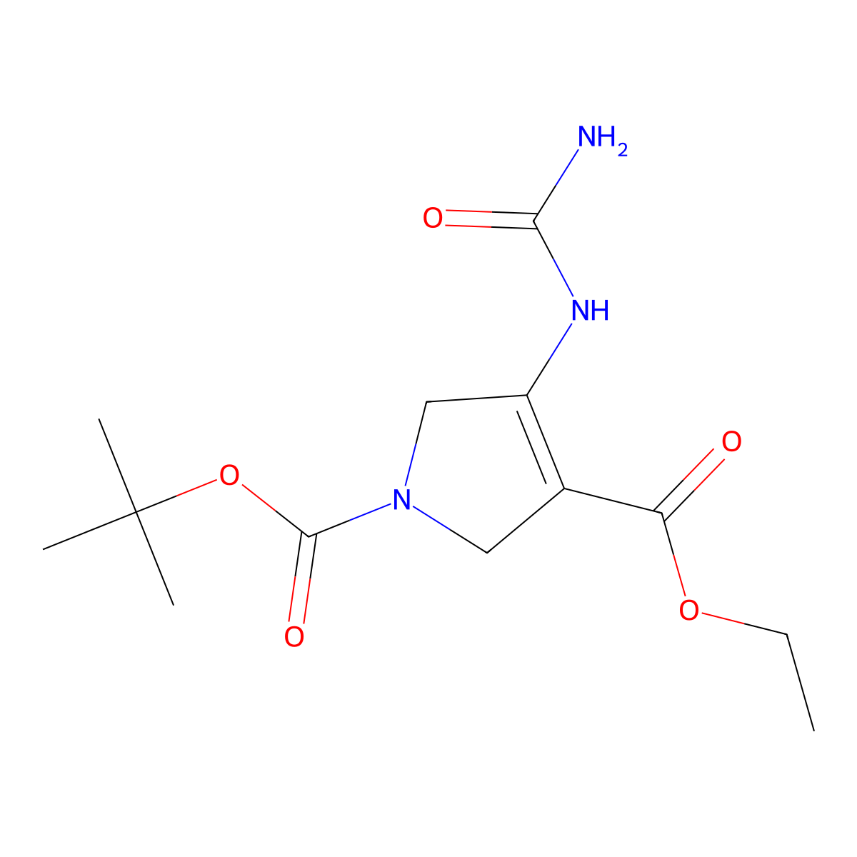 1-tert-Butyl 3-ethyl 4-ureido-1H-pyrrole-1,3(2H,5H)-dicarboxylate molecular structure, CAS 1449117-74-1