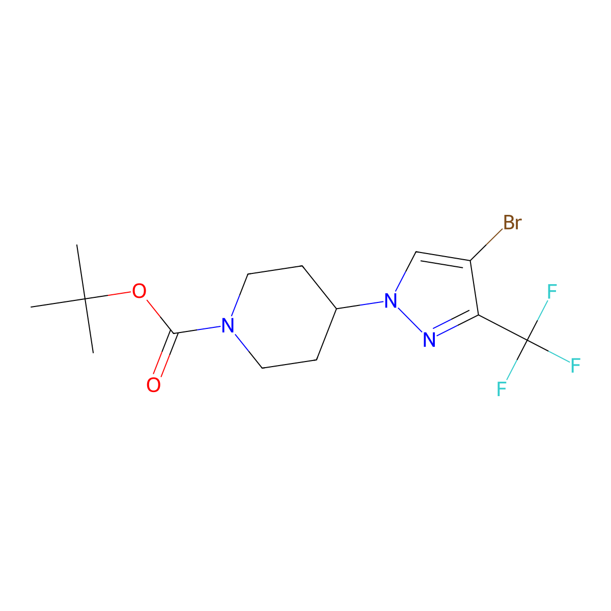 tert-Butyl 4-(4-bromo-3-(trifluoromethyl)-1H-pyrazol-1-yl)piperidine-1-carboxylate molecular structure, CAS 1449117-75-2