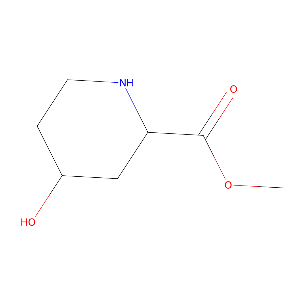 Methyl 4-hydroxypiperidine-2-carboxylate molecular structure, CAS 144913-66-6