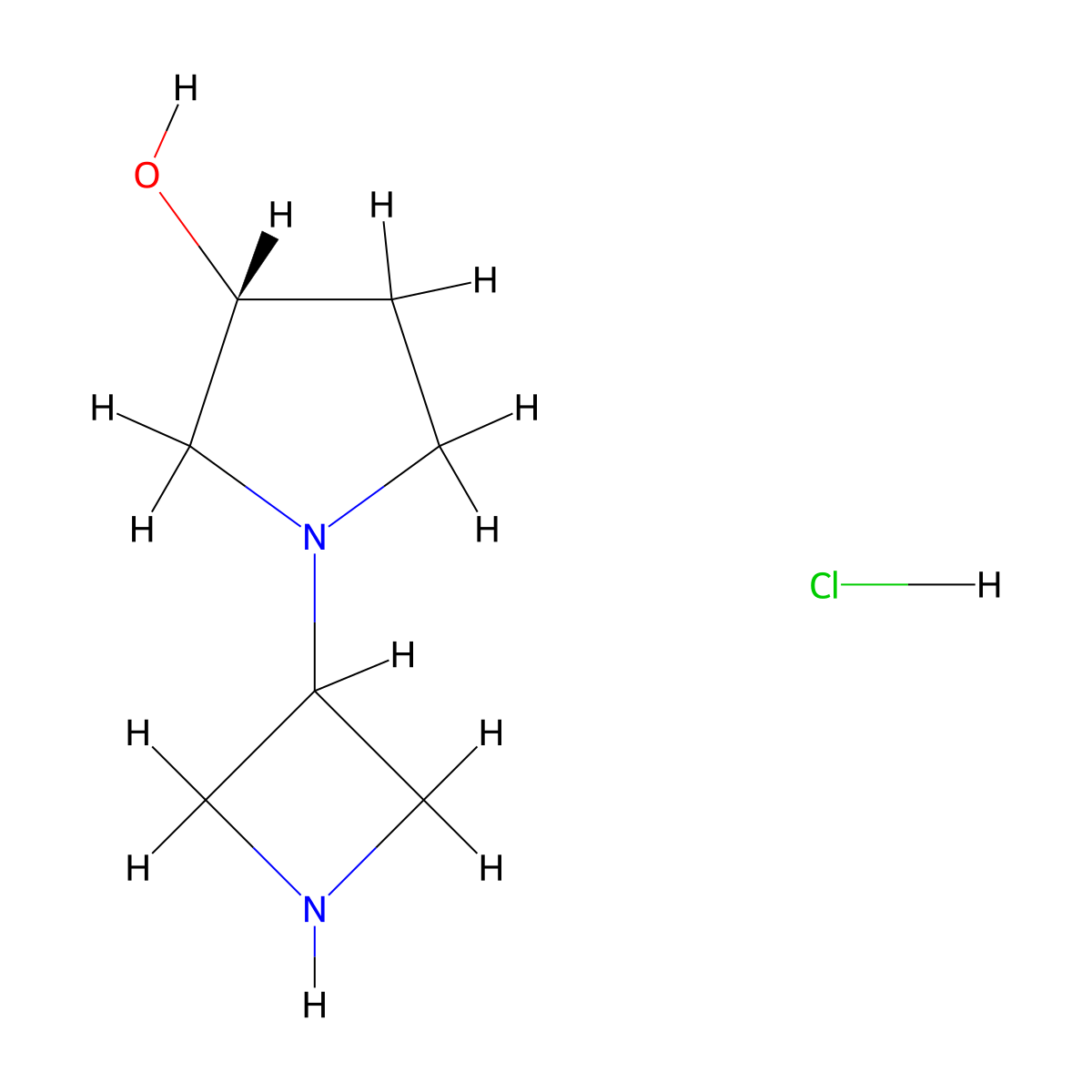 (R)-1-(Azetidin-3-yl)pyrrolidin-3-ol hydrochloride molecular structure, CAS 1449131-16-1