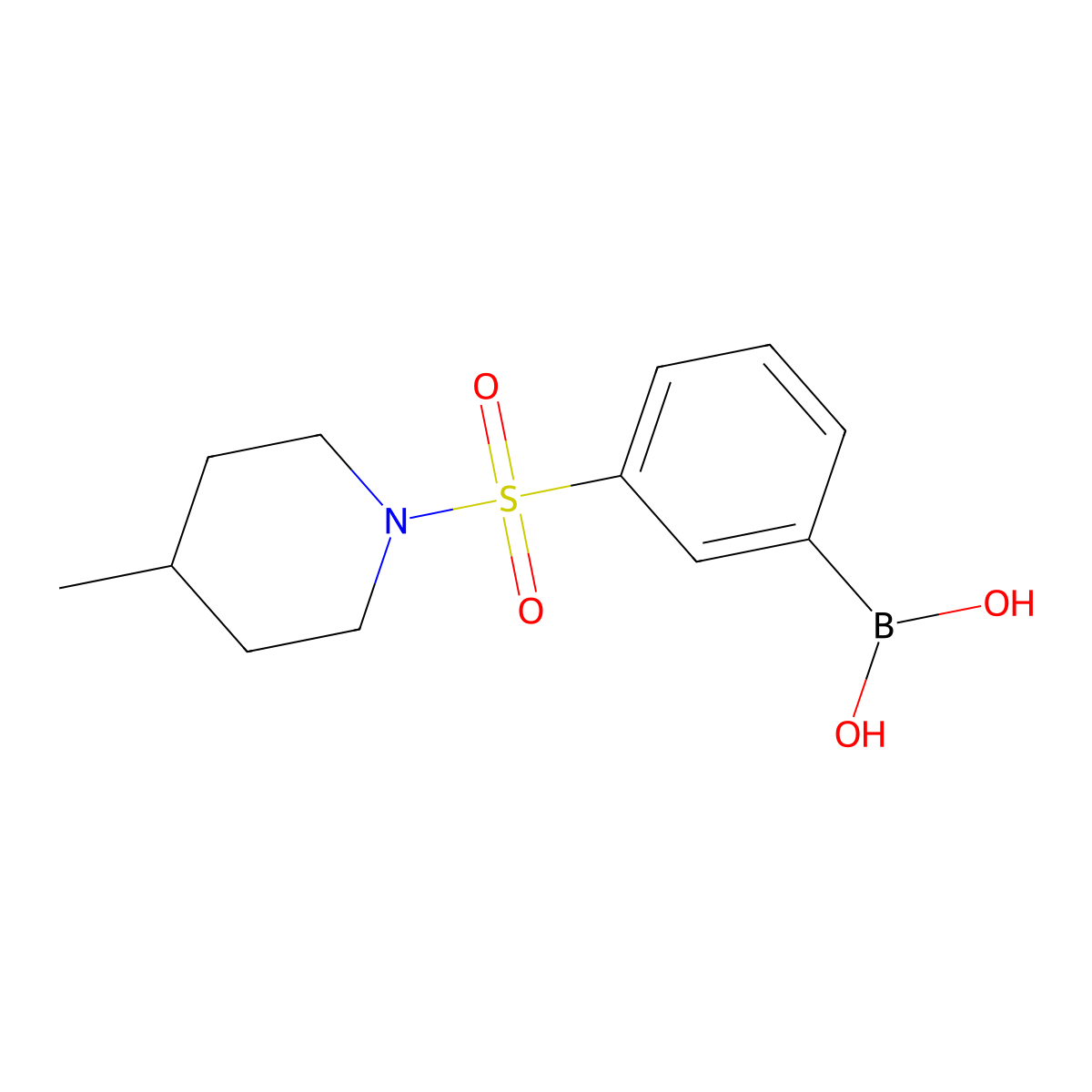 (3-((4-Methylpiperidin-1-yl)sulfonyl)phenyl)boronic acid molecular structure, CAS 1449132-41-5