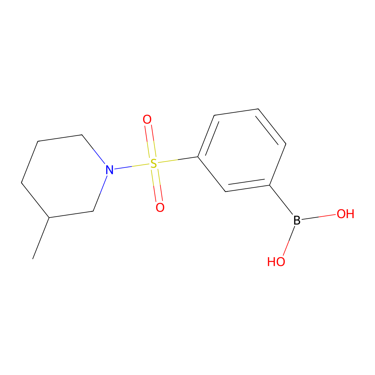 (3-((3-Methylpiperidin-1-yl)sulfonyl)phenyl)boronic acid molecular structure, CAS 1449132-58-4