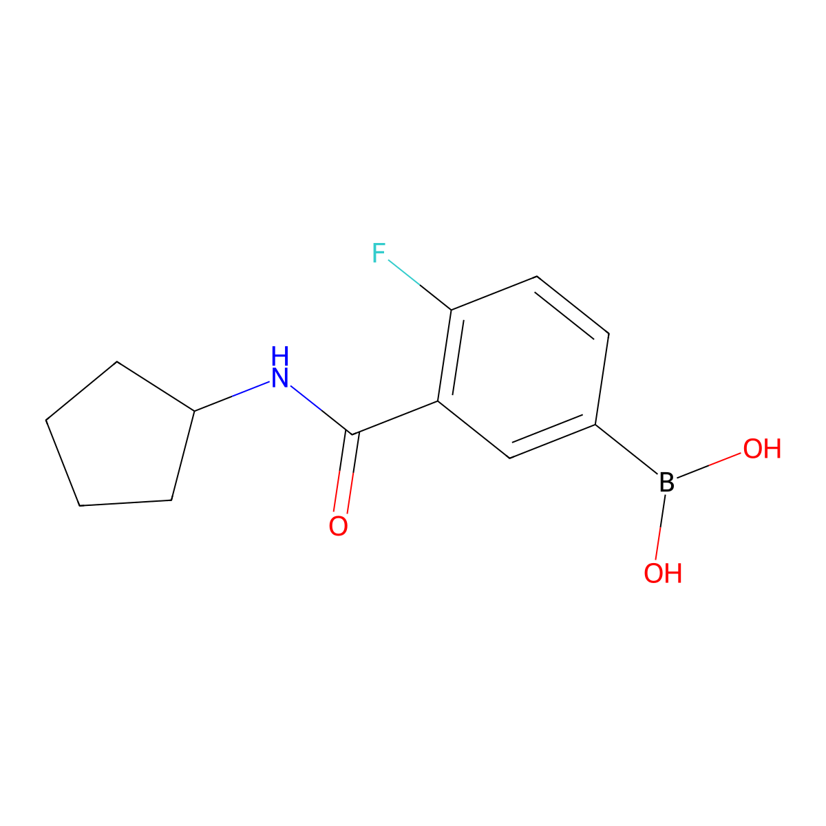 (3-(Cyclopentylcarbamoyl)-4-fluorophenyl)boronic acid molecular structure, CAS 1449132-66-4