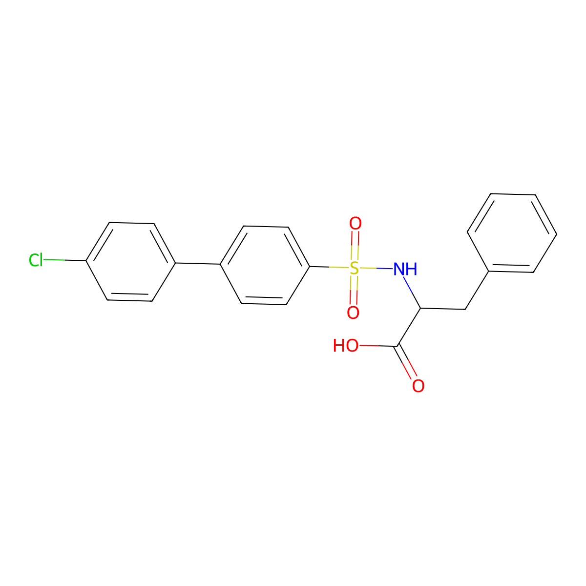 ((4'-Chloro-[1,1'-biphenyl]-4-yl)sulfonyl)phenylalanine molecular structure, CAS 1449133-06-5