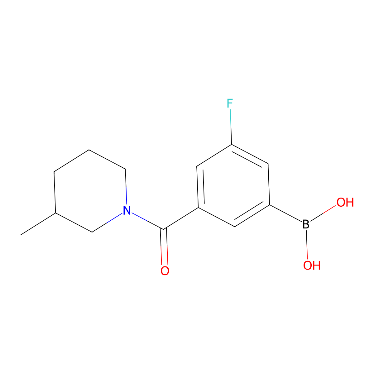 3-Fluoro-5-(3-methyl-1-piperidinylcarbonyl)benzeneboronic acid molecular structure, CAS 1449133-20-3