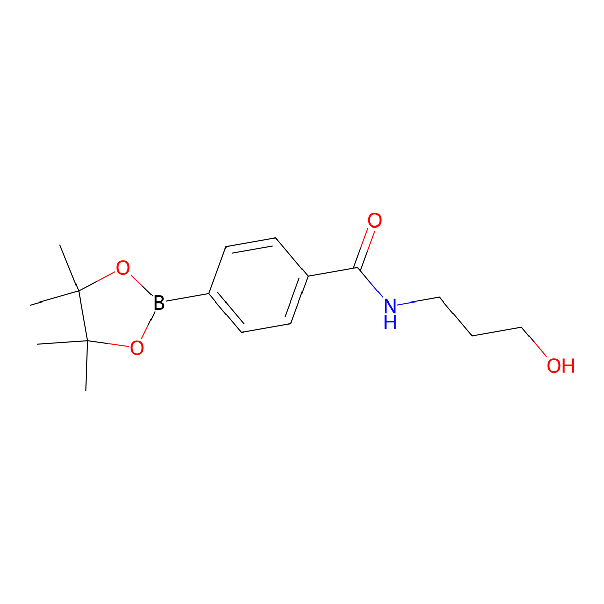 N-(3-Hydroxy-propyl)-4-(4,4,5,5-tetramethyl-[1,3,2]dioxaborolan-2-yl)-benzamide molecular structure, CAS 1449134-30-8