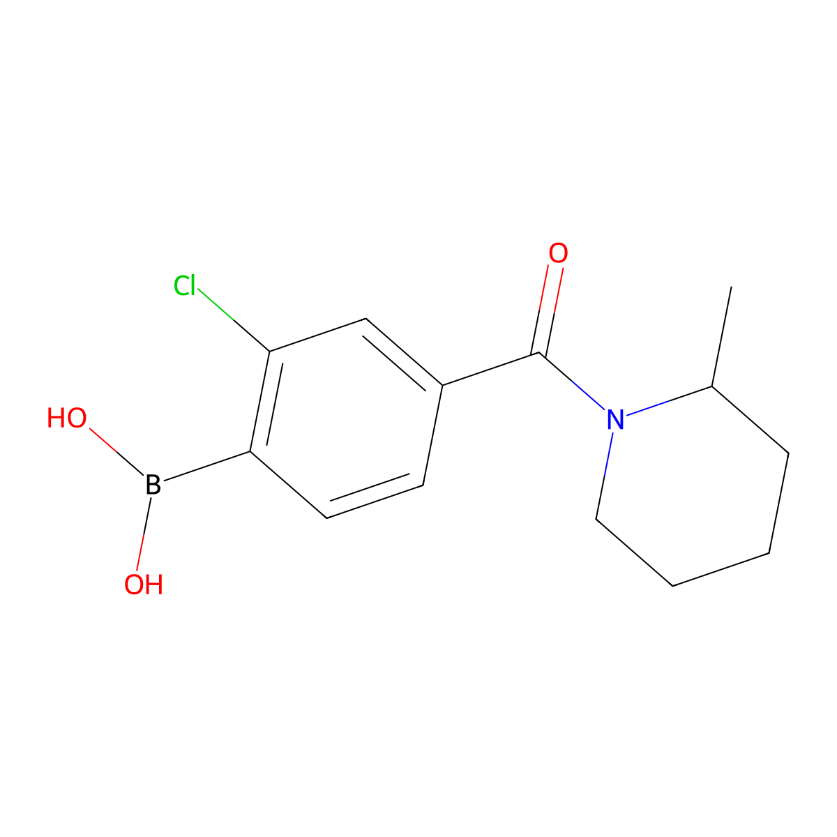 (2-Chloro-4-(2-methylpiperidine-1-carbonyl)phenyl)boronic acid molecular structure, CAS 1449142-31-7