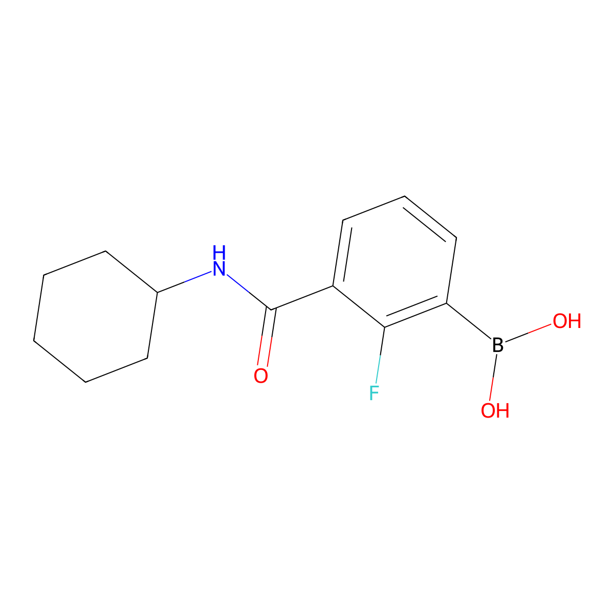 3-(Cyclohexylcarbamoyl)-2-fluorobenzeneboronic acid molecular structure, CAS 1449142-37-3