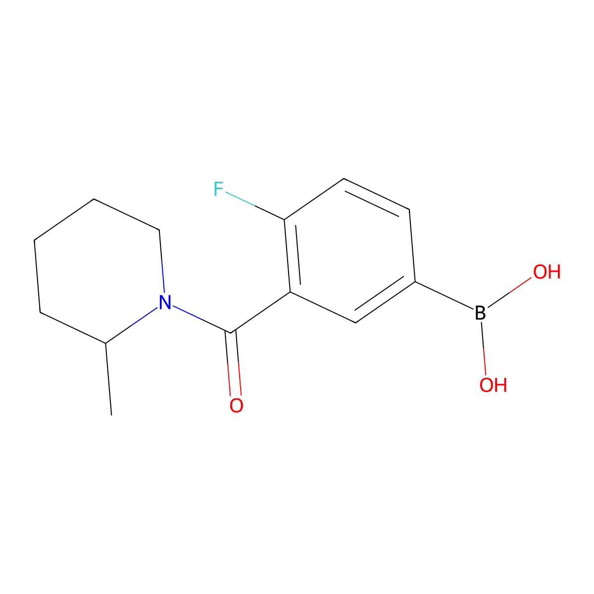 4-Fluoro-3-(2-methyl-1-piperidinylcarbonyl)benzeneboronic acid molecular structure, CAS 1449142-44-2