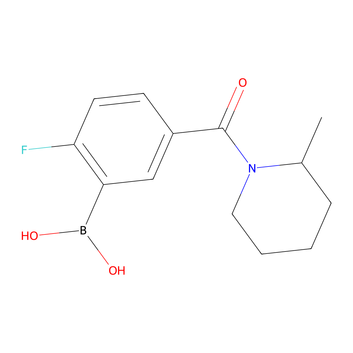 2-Fluoro-5-(2-methyl-1-piperidinylcarbonyl)benzeneboronic acid molecular structure, CAS 1449144-45-9