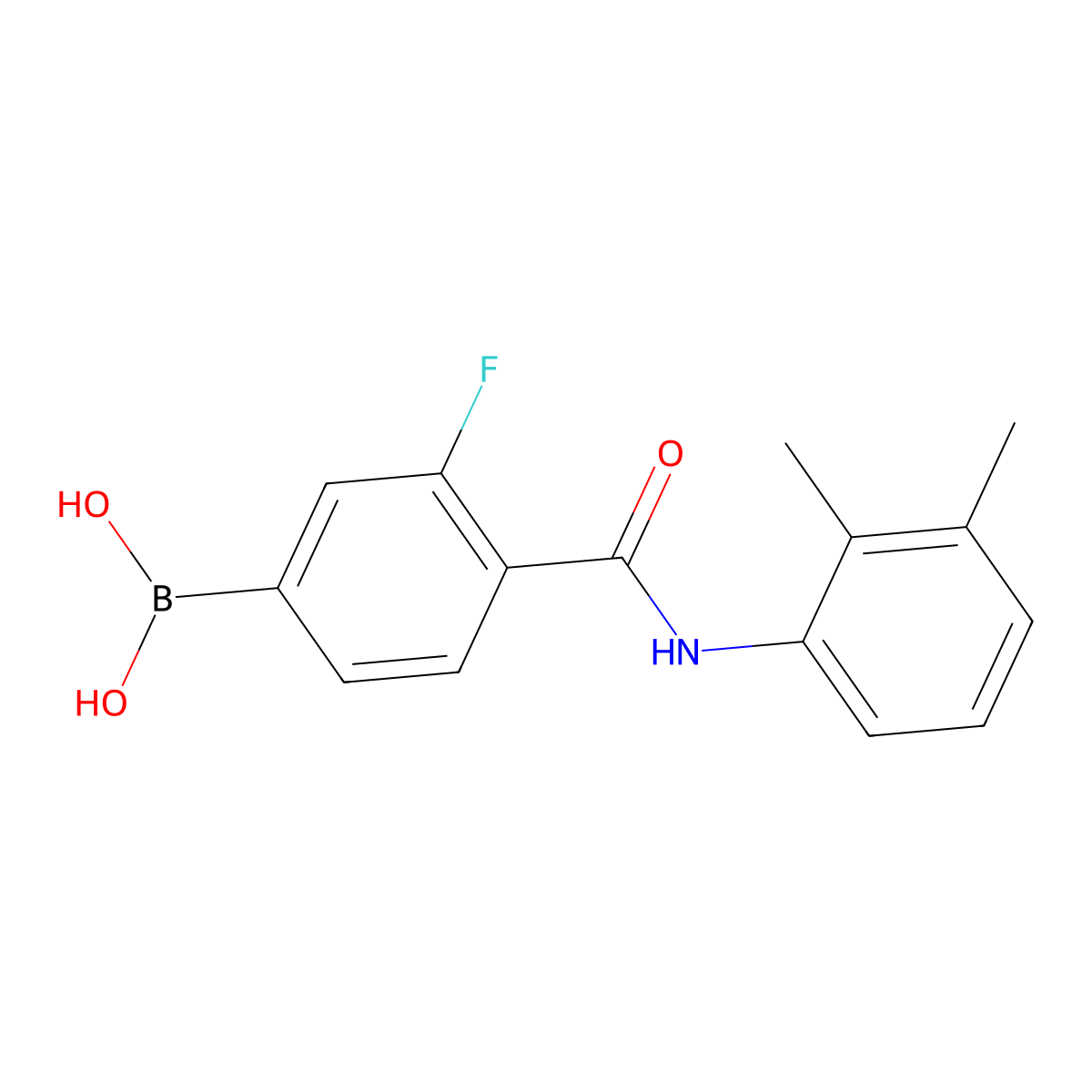 (4-((2,3-Dimethylphenyl)carbamoyl)-3-fluorophenyl)boronic acid molecular structure, CAS 1449144-48-2