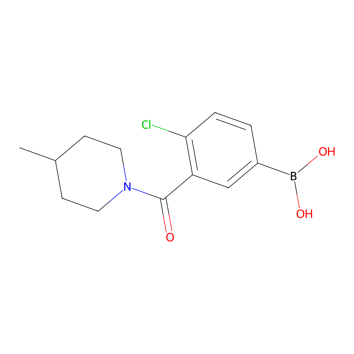(4-Chloro-3-(4-methylpiperidine-1-carbonyl)phenyl)boronic acid molecular structure, CAS 1449144-55-1