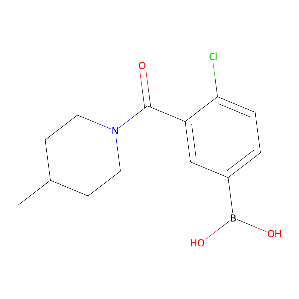 (4-Chloro-3-(4-methylpiperidine-1-carbonyl)phenyl)boronic acid molecular structure, CAS 1449144-55-1