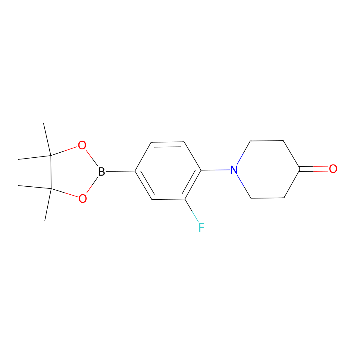 1-(2-Fluoro-4-(4,4,5,5-tetramethyl-1,3,2-dioxaborolan-2-yl)phenyl)piperidin-4-one molecular structure, CAS 1449144-86-8