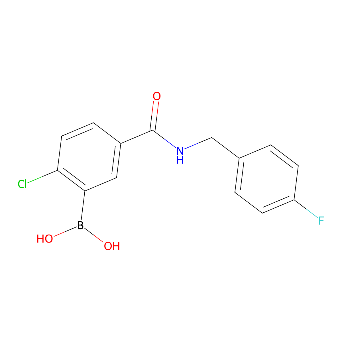 B-[2-Chloro-5-[[[(4-fluorophenyl)methyl]amino]carbonyl]phenyl]boronic acid molecular structure, CAS 1449144-97-1
