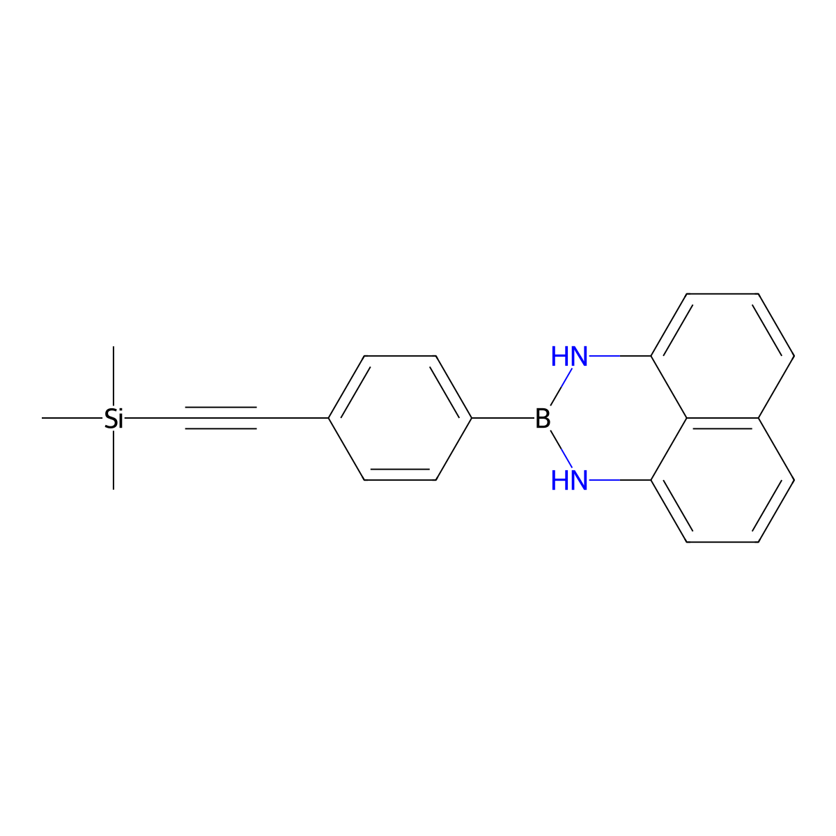 2-(4-((trimethylsilyl)ethynyl)phenyl)-2,3-dihydro-1H-naphtho[1,8-de][1,3,2]diazaborinine molecular structure, CAS 1449145-05-4