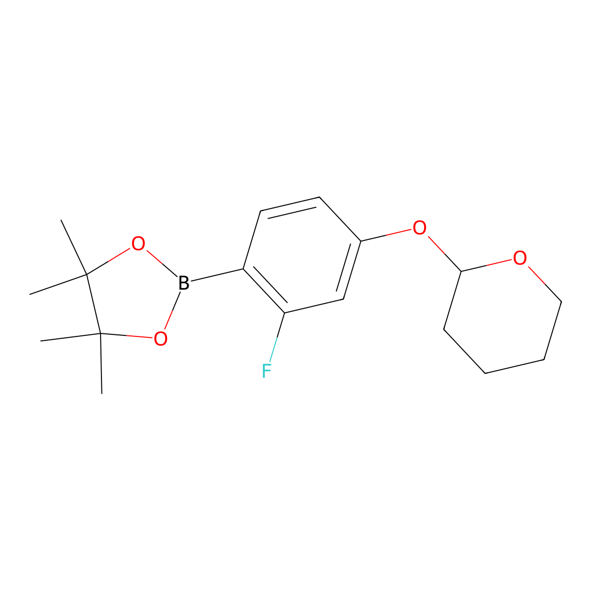 2-Fluoro-4-(2-tetrahydropyranyloxy)benzeneboronic acid pinacol ester molecular structure, CAS 1449145-06-5