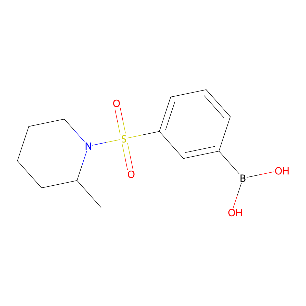 (3-((2-Methylpiperidin-1-yl)sulfonyl)phenyl)boronic acid molecular structure, CAS 1449145-16-7