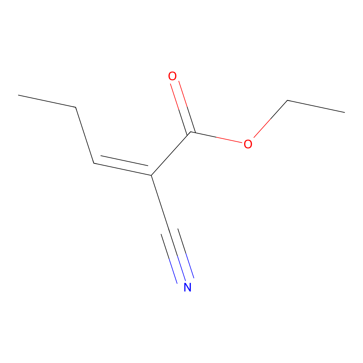 Ethyl 2-cyanopent-2-enoate molecular structure, CAS 144918-37-6