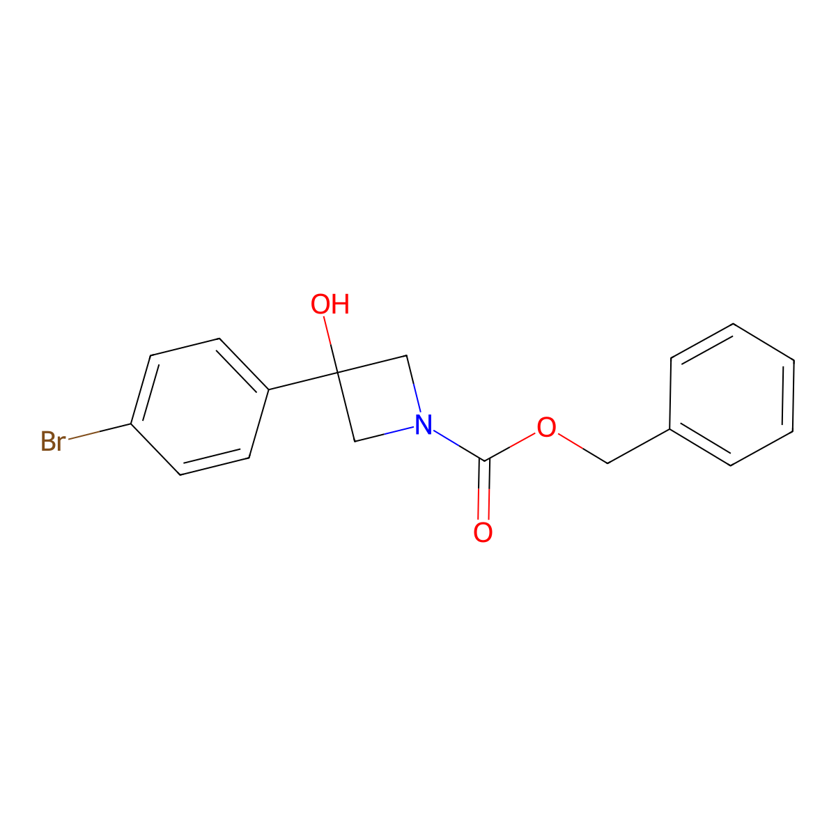 Benzyl 3-(4-bromophenyl)-3-hydroxyazetidine-1-carboxylate molecular structure, CAS 1449217-49-5